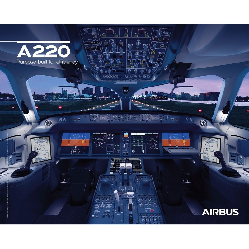 Poster A220 vue du cockpit